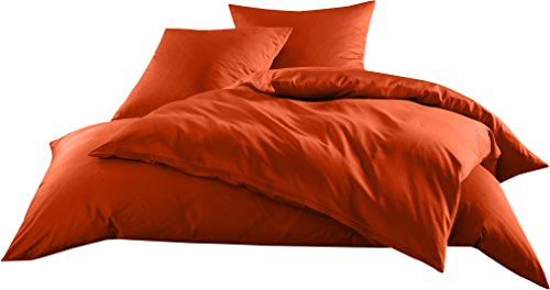 Bettwaesche-mit-Stil Mako-Satin Baumwollsatin Bettwäsche Uni einfarbig zum Kombinieren (Bettbezug 240 cm x 220 cm, Orange) viele Farben & Größen