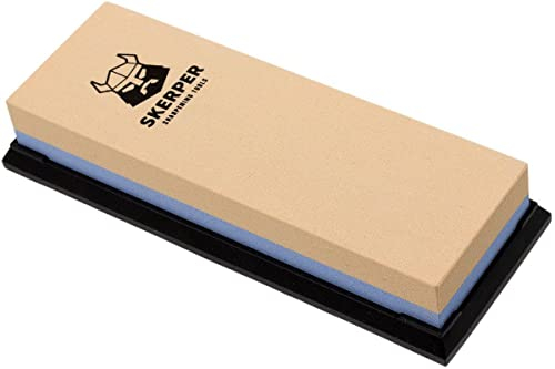 Skerper Basic SH001 Piedra de Afilar Combinada 180/600 Grano, para Dar Forma y Afilar un Cuchillo sin Filo