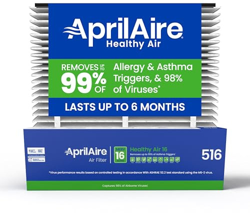 AprilAire 516 Replacement Filter for AprilAire Whole House Air Purifiers - MERV 16, Allergy, Asthma, & Virus, 31x28x4 Air Filter (Pack of 1)