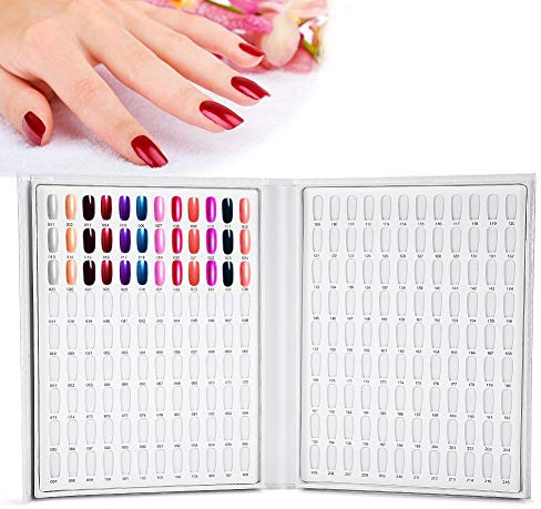 216 Colors Nail Color Display, 2 Types Nail Polish Display Chart Book, Nail Polish Color Card Board Nail Art Salon Set (White)