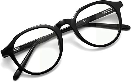 Joopin Blåljusfilter Glasögon Dam Herr Datorglasögon Spelglasögon Retro Runda Transparenta Solglasögon Blåljus Glasögon Män Kvinnor Blank Svart