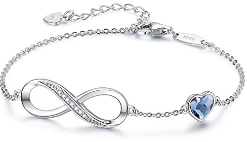 LOUISA SECRET Infinity Bracelets for Womens 925 Sterling Silver or Stainless Steel Bracelet Ladies Love Heart Christmas Jewellery Gifts for Women/Wife/Her Anniversary Birthday Mothers Day