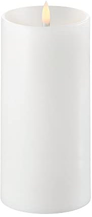 Piffany Copenhagen Uyuni Lighting Pillar LED Kerze tiefer Docht 7,8 x 15 cm Echtwachs Weiss - 6 Stunden Timerfunktion - Keine Brandgefahr, Keine Rußbildung und kein Geruch