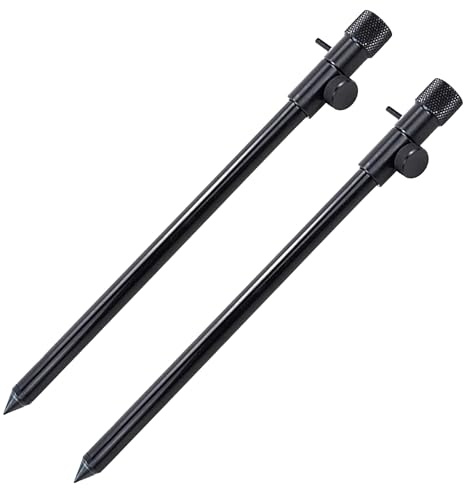 2 varillas de pesca para carpa, soporte telescópico ajustable de 25-40 cm
