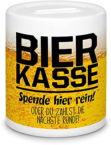 Spardose - Bierkasse mit Spruch - Spenden, sonst nächste Runde - Geschenk für Männer, Verein, Freunde und Kollegen - Sparbüchse