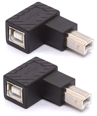 Tomost USB 2.0 Type-B Printer Adapter, 90 Degree Angle USB B Male to Female, 2-Pack