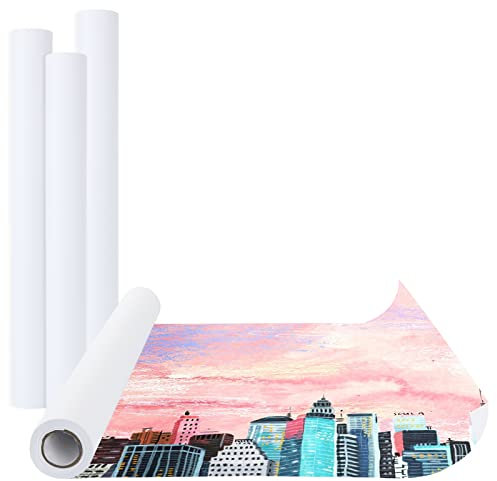 GOYADA 4 Stück Weiß Zeichenpapier Rolle, 44 cm x 10 m/70 g Malpapier Rolle, Zeichenpapier Rolle für Malerei, Staffelei, Geschenkpapier