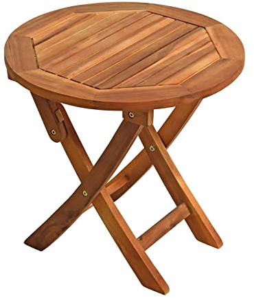 ESTEXO Gartentisch Balkontisch Beistelltisch 48 cm Rund Akazienholz Klapptisch Tisch Holztisch