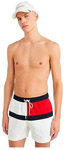 Tommy Hilfiger Herren Badehose Medium Drawstring Lang, Weiß (White), XL