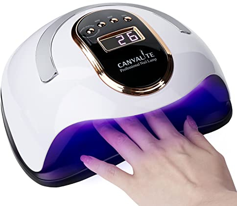 Canvalite UV Nail Lamp 168W Faster Gel Nail Lamp Professional Nail Dryer with Automatic Sensor /4 Timer Settings/LCD Display for Gel Nails Polish Starter Nail Art Tools for Home Salon