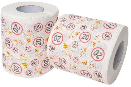 Happy Birthday Klopapier, für den 20. Geburtstag, 2 Rollen, Party Dekoration und Geschenk Verpackung, lustiges Motto Klo Papier, Fun Toilet Paper, Geschenkartikel Klorolle, Geburtstags-Dekoration WC