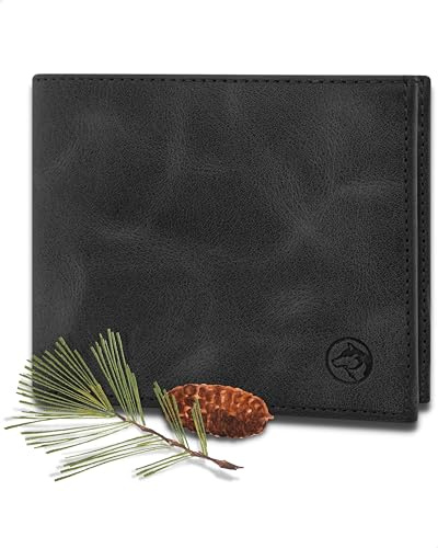 Wolfstrøm Geldbörse Herren Leder 'Nørge' – Tri-Fold Herren-Portemonnaie RFID-Blocker – 6 Karten-Fach, Ausweis-Fach, Großes Zusatzfach, Scheinfach, Kleingeldfach – Antique Black