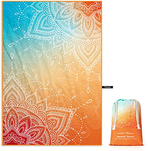 OCOOPA Asciugamano da spiaggia in microfibra ultraleggero, asciugatura rapida, coperta da spiaggia assorbente, asciugamano da bagno morbido e facile da mantenere per fitness, viaggi, spiaggia, nuoto