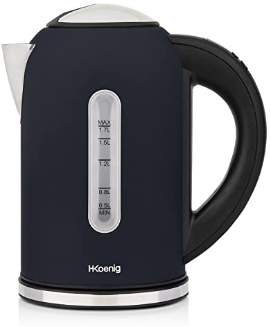 H.Koenig Bollitore elettrico programmabile in acciaio inox 1,7 L BOE56 Blu, Termostato regolabile 40-100°C, Compatto, Bollitura rapida, Compatto, Mantenimento in caldo, 2200W