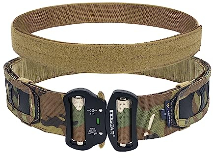 IDOGEAR Taktischer Gürtel 2 Zoll Quick Release Rigger Combat Belt mit 1,5 Zoll Innengürtel Haken und Schleife (Medium, camo)