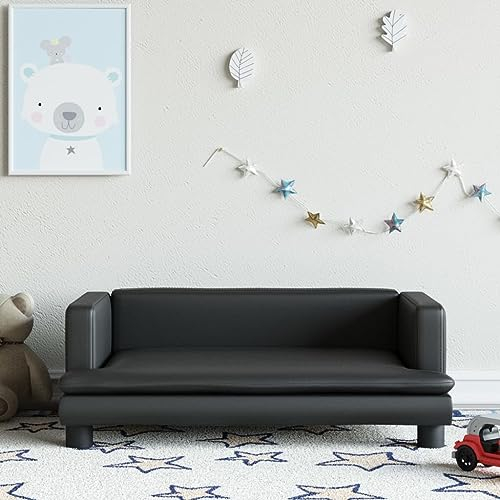 INLIFE Kindersofa Schwarz 80x45x30 cm Kunstleder,7,25 KG,3196312