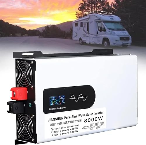 Inversor de Onda sinusoidal Pura 5000W 6000W 8000W 10000W 12000W Convertidor de Corriente CC 12V 24V 48V 60V 72V 96V a CA 110V 220V 230V Adaptador Cargador Onda Sinusoidal Coche (Color : 8000W, Size