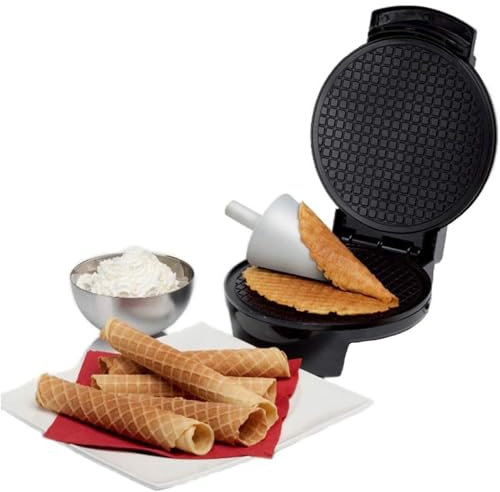 YOtat Electric Waffle Cone Maker, Crispy Egg Roll Machine, Nonstick Baking Pan Double-Sided Heating, Ice Cream Mold, Crepe Pancake Maker Bakeware Cooking Tools for Kitchen