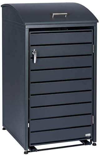 Zelsius Mülltonnenbox 1er Mülltonne mit abgerundetem Deckel | 120-240 Liter | Anthrazit RAL7016 | inkl. Erweiterungsmöglichkeiten | Mülltonnenhäusschen, Mülleimerboxen, 1 Tonne, Aufbewahrungsbox