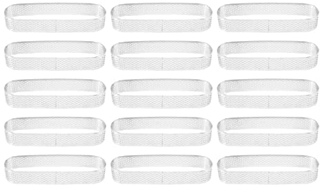 Happysnow 15 moldes ovalados para tartaletas, moldes perforados para hornear, acero inoxidable, anillo redondo para tartas, mousse, tartas, quiche