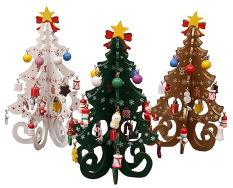 Warmhm 3stücke Weihnachtsbaumschmuck Cartoon-Weihnachtsbaum Weiß Grün Gold DIY-weihnachtsbaumschmuck Für Junge Mädchen Weihnachtsdekorationen Für Zuhause Und Büro Bastelarbeiten