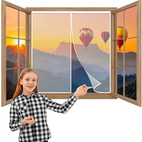 Magnet Fliegengitter Fenster Weiß 150x180cm Insektenschutz Tür Automatisches Schließen Moskitonetz Fliegengittertüren,für Balkontür Wohnzimmer Terrassentür