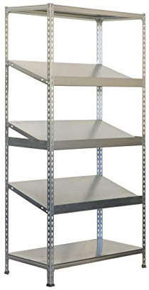 PROREGAL Schrägbodenregal DOWA | Stecksystem | HxBxT 200x100x40cm | Fachlast 200kg | Verzinkt | Fachbodenregal Lagerregal Boxregal