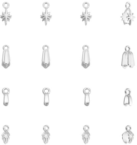 UNICRAFTALE 16 Stück 4 Stile Klemmbügel Edelstahl Aufstecken Metall Anhänger Bügelverbinder Klemm Eispickel Klemmbügel Baumelnde Charm Verbinder Für Die Schmuckherstellung DIY Handwerk