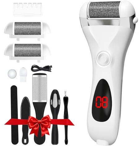 Electric Foot File, Foot Files for Hard Skin, Pedicure Sets for Feet, Pro Hard Skin Remover Foot, Callus Remover for Feet, Quickly Removes Dead Skin, and Cracked Heels, Have Beautiful Feet (White)