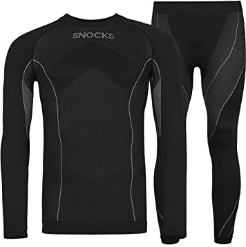 Snocks Thermounterwäsche Herren - Atmungsaktives und warmes Material, Perfekte Passform, Ideal für Verschiedene Sportarten - Skiunterwäsche, Funktionsunterwäsche - Gr. XL - Farbe Schwarz