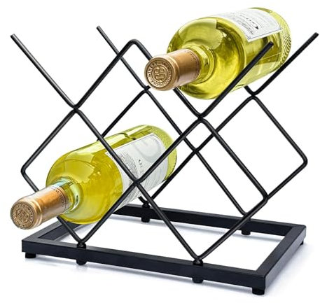Kleines Weinregal Für Die Arbeitsplatte (Kapazität Für 5 Flaschen), Moderner Weinflaschenhalter Aus Metall in Schwarz Für Die Küche Zu Hause, Tisch-Weinregal Für Schrank, Speisekammer, Esstisch