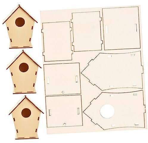 SEWACC 4stücke Unfertige Holzhaus Ornamente Für Weihnachts-feier Diy-schmuck Mit Weißem Graffiti