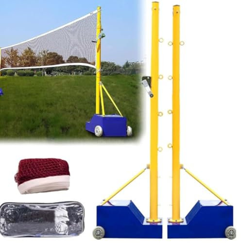 ZHPPED Volleyballnetz für den Außenbereich, Volleyballnetz für den Garten, tragbares Badmintonnetz-Set für Tennisstangen aus Metall, mit Tragetasche, Volleyball-/Badmintonständer mit Stabiler Basis