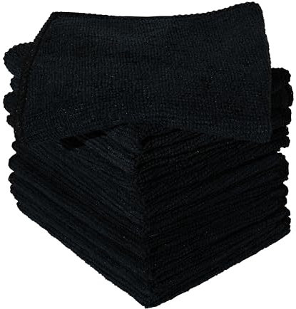 Furniture Clinic Pack of 10 Microfibre Cloths – Lint Free - Black Cleaning Cloths - Reusable and Washable