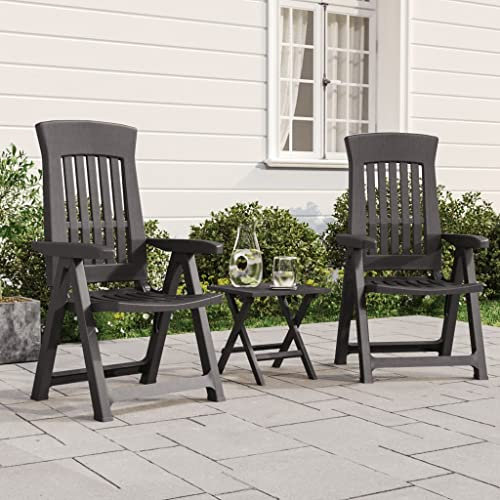 Xichuzi Gartenstühle 2 STK. Verstellbar Anthrazit PP Gartensessel, Campingstuhl, Hochlehner, Balkonmöbel, Balkonstuhl, Terrassenstühle, Balkon Stuhl, 364712
