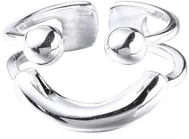 AILYFIRMO Kreativer Smiley-Ring, Statement-Ring mit Smiley-Gesicht, offener Smiley-Ring für Frauen, süßer Smiley-Ring,Lustiger Unterhaltungs-Smiley-Gesichtsring (1pcs,one size)