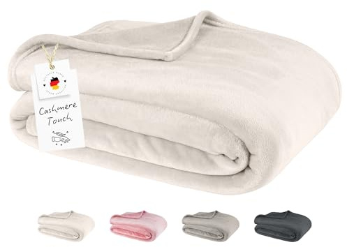 Carpe Sonno Kuscheldecke Flauschig Decke Beige Creme | Fleecedecke 150x200 Wohndecke Bettüberwurf Wohnzimmer Couch Sofa Überwurf Blanket | Wohn- & Kuscheldecken 150x200 Weich & Warm