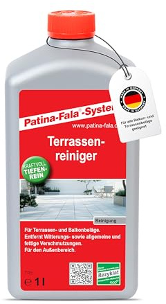 Patina-Fala® Terrassenreiniger 1L – Ideal für Stein-, Beton- und Fliesenbeläge – Entfernt Witterungs- und Fettverschmutzungen mühelos – Made in Germany