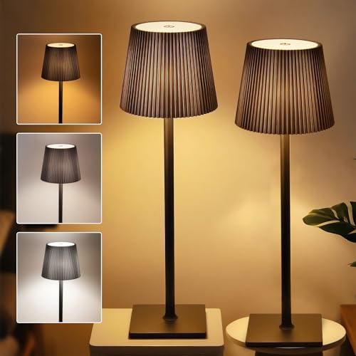 Xiake 2 Lámparas de Mesita de Noche sin Cable,Lámpara de Noche Recargable con Energía y USB-C,Lampara de Mesa LED Recargable para Dormitorio,IP54,Resistente al agua,3 Modos de Color, Brillo Ajustable