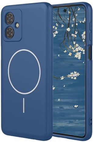 YUECXIN Funda Magnética para Motorola Moto G54 5G Compatible con MagSafe, [Carcasa de Silicona Líquida] Ultradelgado Suave Antigolpes TPU Bumper Estuche Caso. Azul