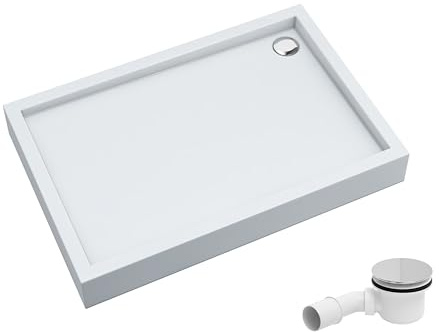 AQUABAD Duschwanne/Duschtasse Elegana mit LeakProtect Technologie Smooth White 90x120cm Rechteck, inkl. Ablaufgarnitur/Siphon A49CR