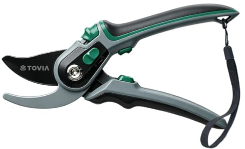 T TOVIA Garden Secateurs Heavy Duty, Ergonomic Bypass Pruning Shears & Scissors for fressh Branches, Adjustable Grip, SK5 Steel Blades with Teflon Coating for Precision Pruning