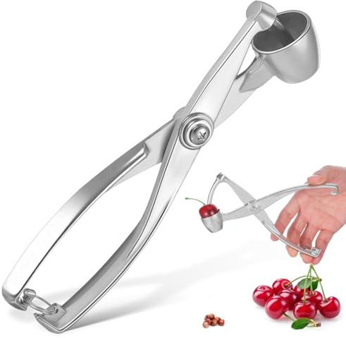PRETYZOOM Household Cherry Pitter Tool Stainless Steel Core Remover Wear-Resistant Kitchen Gadget for Red Dates Jam Making and Cake Decoration 7.28X1.77X0.39In
