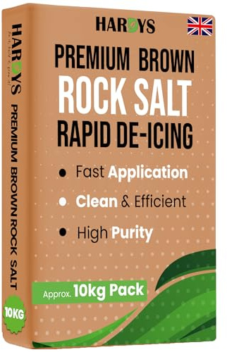 Bag of Brown Grit Rock Salt, 10kg | Fast-Acting on Ice & Snow, Rock Salt for Weeds, De-Icing Driveway, Path, Road | Pure Deicer with Minimal Residue