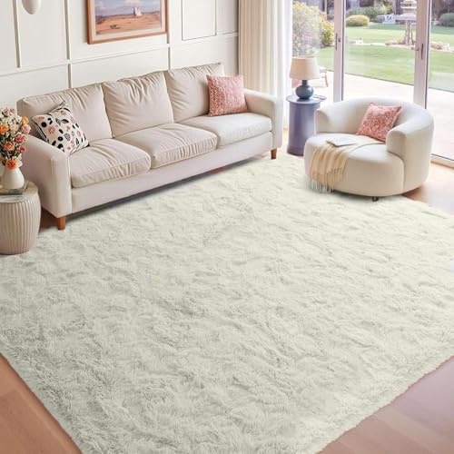 ZXIAOHUI Tappeto Camera da Letto 400 x 500 cm Antimacchia Durevole, Fondo Antiscivolo, Tappeto Salotto Pelo Lungo Tappeti da Soggiorno per Camera da Letto, Ingresso Interno, bianco