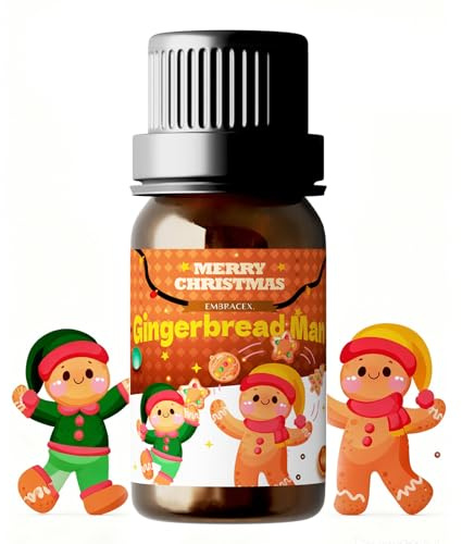 EMBRACEX. Huile essentielle parfumée au pain d'épices, 10 ml - Parfum chaleureux pour les décorations de Noël, les bougies, les cadeaux de Noël, les désodorisants pour voiture et les diffuseurs.