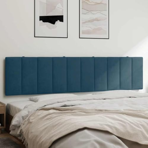 GeenYuu Kopfteil-Kissen Hanko Blau 200 cm Samt mit Schaumstofffüllung gepolstertes Wandkissen für Bettrahmen und Rückenlehne komfortable Montage und vielseitige Befestigung