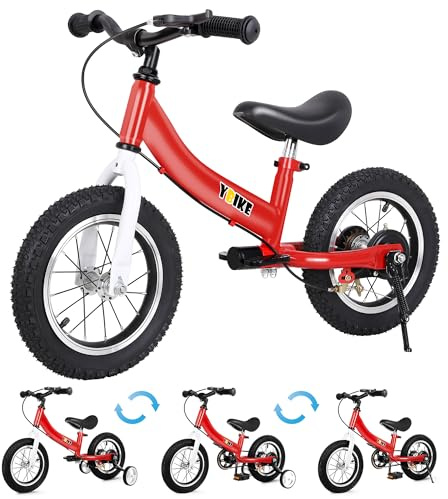 Ybike 2 in 1 Bicicletta Senza Pedali,Funzione a Doppio Uso Bici Senza Pedali, Adatto Per Bambini da 2 a 7 Anni, 12, 14, 16 Pollici Con Freno, Pedale, Teoria Di Formazione