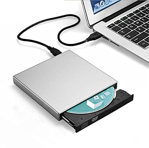 Trintion External CD DVD Drive USB 2.0 Slim Portable CD Reader High Speed DVD Writer for Laptop Desktop PC Windows Mac OS Macbook Pro Silver