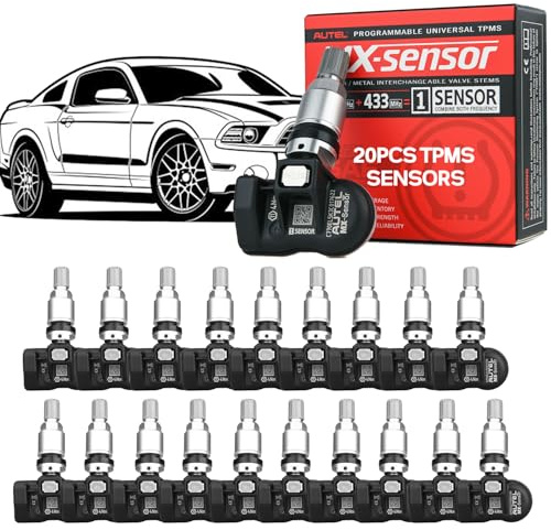 Autel TPMS Sensor 315MHz + 433MHz Dual Frequency Tire Replacement MX Sensor for All Cars, Same as OE Censor, 100% Cloneable Pressure Monitor System Censor (Metal Valve, Press-in, 20PCS)